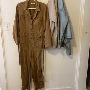 MADEWELL SIGNATURE COVERALL JUMPSUIT SIZE M TAN/KHAKI